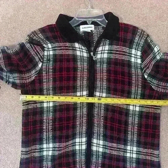 Alfred Dunner Zip Front Plaid Sweater L - Picture 3 of 4